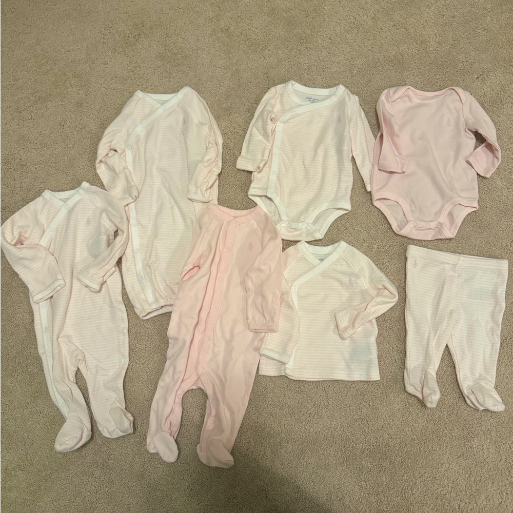 Ralph Lauren Baby 7-Piece Set - Light Pink and White 0-3M